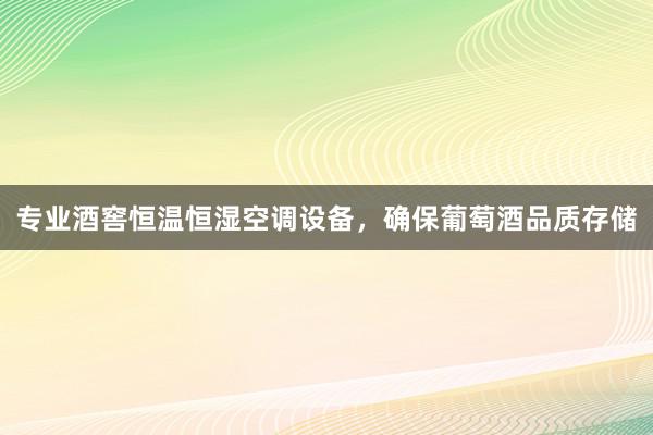 专业酒窖恒温恒湿空调设备，确保葡萄酒品质存储